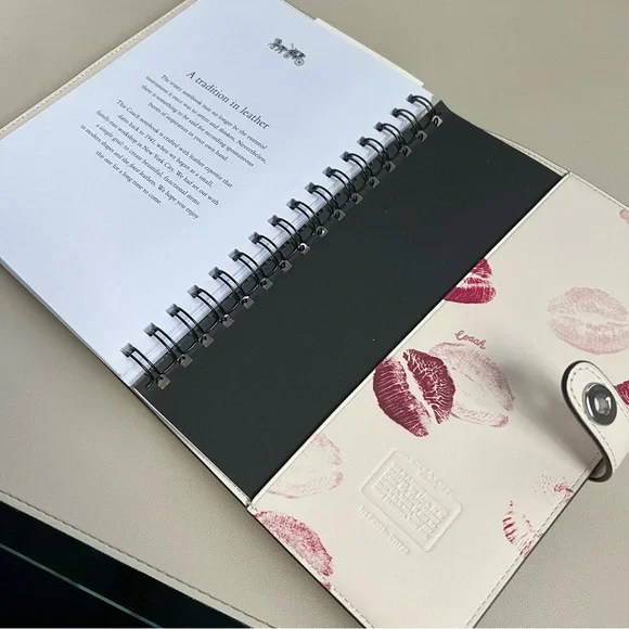 Coach Lip Print Glovetanned Leather Refillable Notebook Cover Journal - Picture 5 of 13